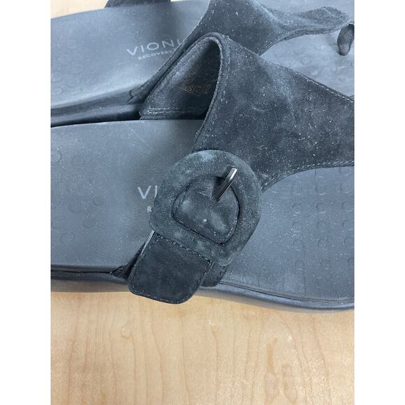 Vionic Activate RX Platform Sandal Black Suede Flip Flop TStrap Cushion Size 7.5 - Picture 4 of 7